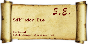 Sándor Ete névjegykártya