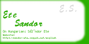 ete sandor business card